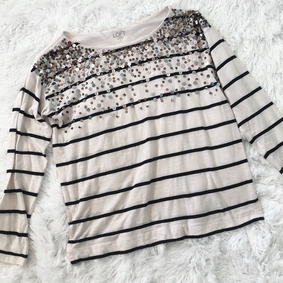 LOFT Tops - ❤️ bogo free | Loft sequin striped shirt
